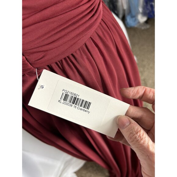 Kleinfeld Bridesmaid Prom dress color Cranberry, Size 16, NWT - Picture 9 of 10